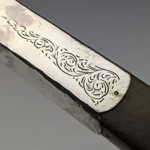 British Antique Men's Bamboo Stick Cane Sterling Silver Decoration Horn Clutch Handle 91cm